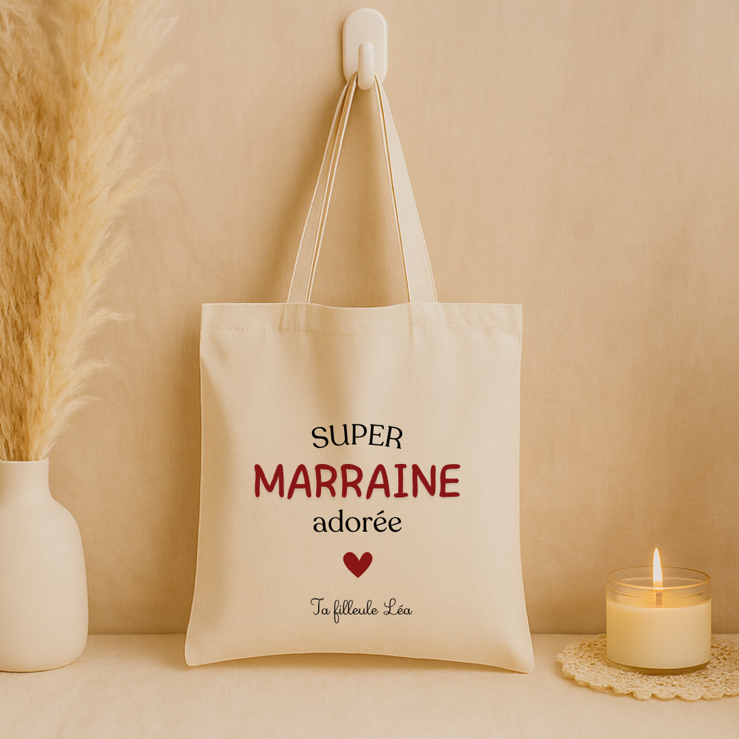 Tote bag "Super marraine adorée"