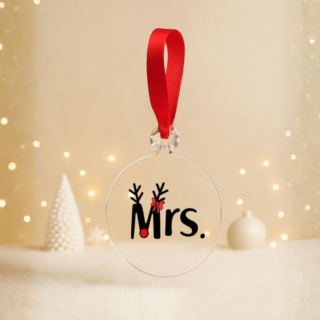 Boule plate Noël transparente - Mr Mrs