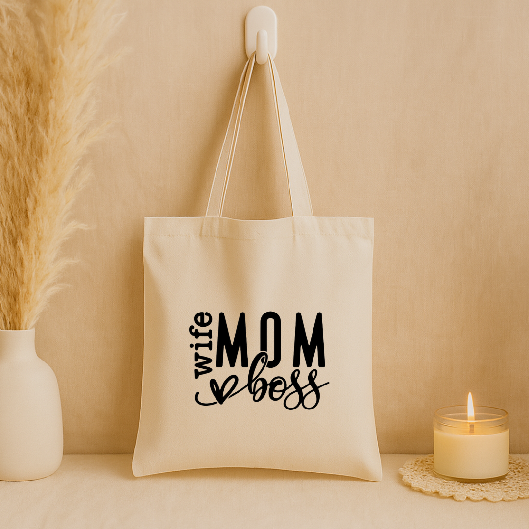 Tote bag "wife mom boss"