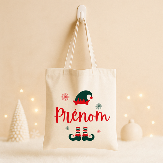 Tote bag Noël - Lutin Prénom