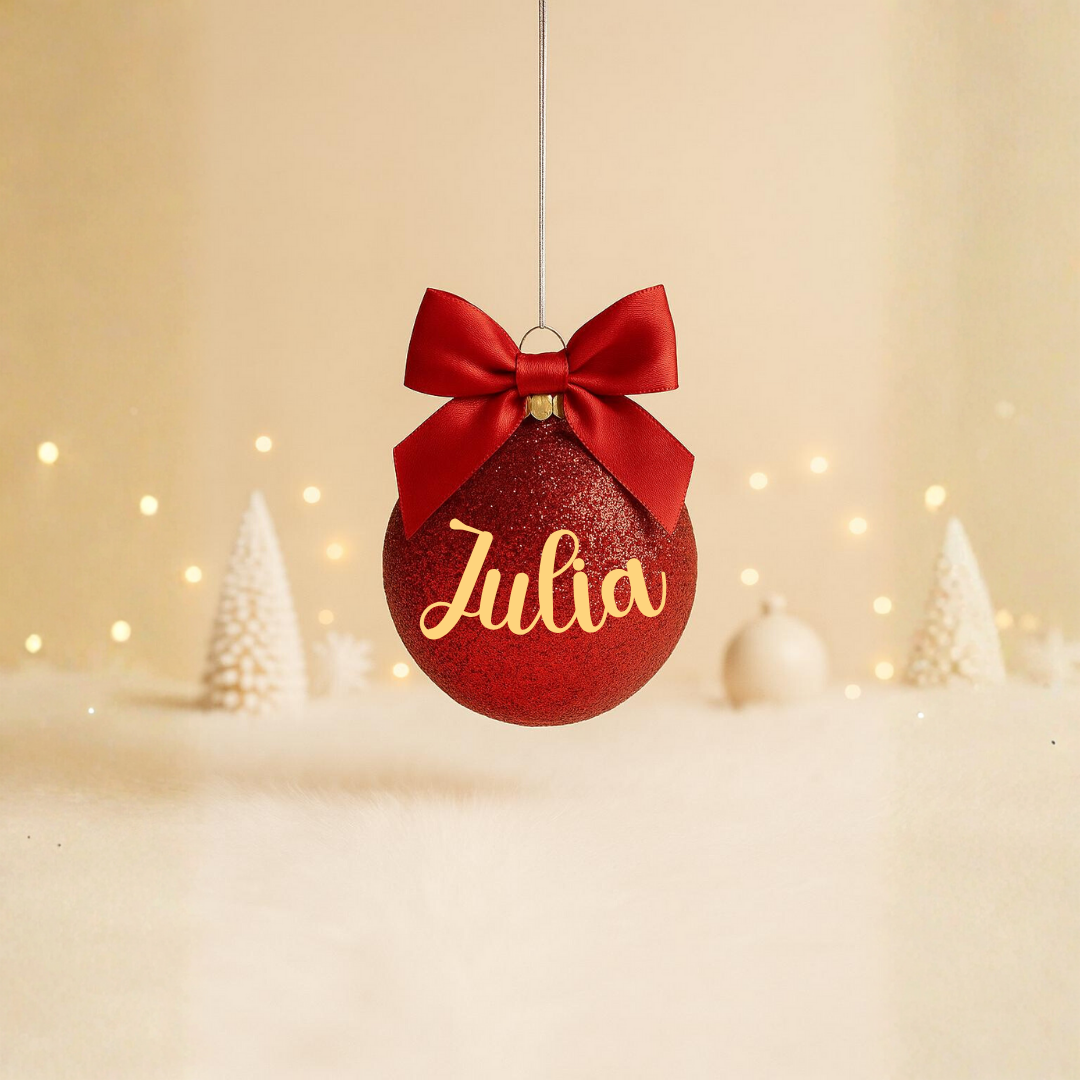 Boule Noël Rouge - Prénom