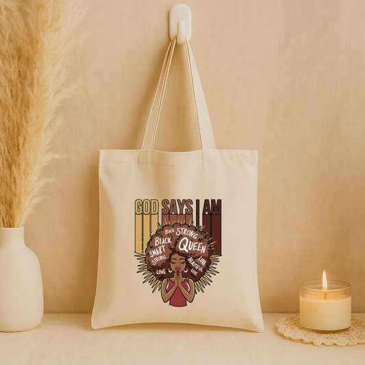 Tote bag "God says I am.."