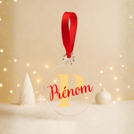 Boule plate transparente - Prénom
