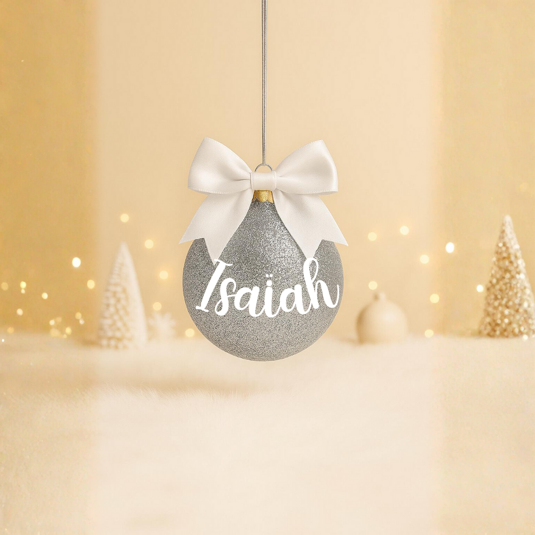 Boule Noël Argenté - Prénom