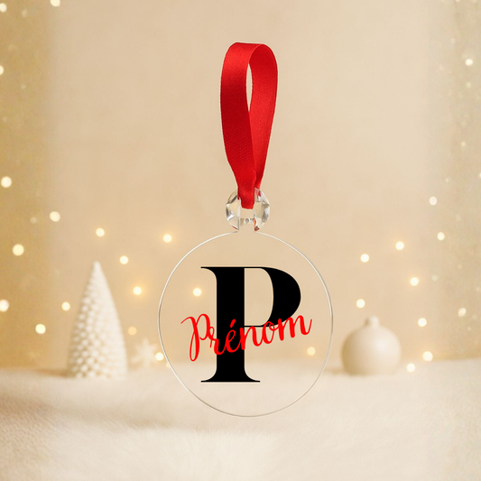 Boule plate transparente - Prénom