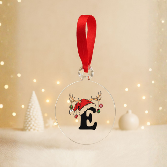 Boule plate Noël transparente - Lettre